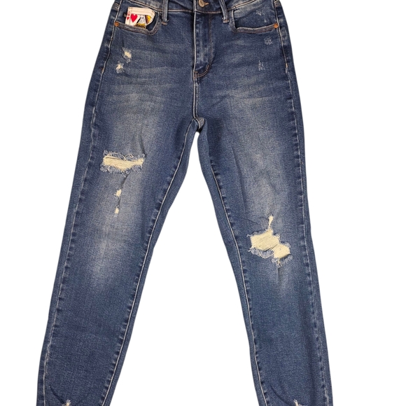 Distressed Blue Jeans Queen Of Hearts - Picture 2 of 9